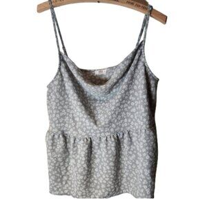 Floral XL Gray/sage Spaghetti Strap‎ Top